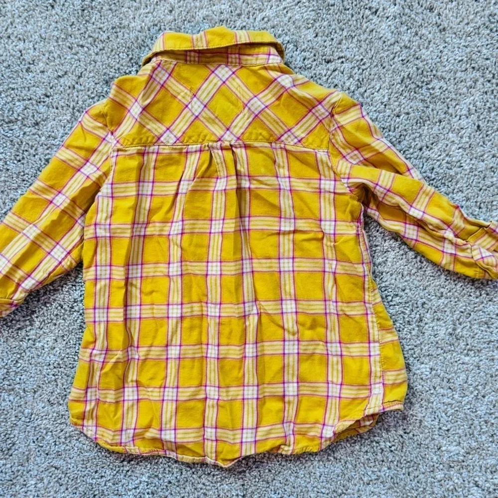 Old Navy Yellow Button Down Shirt Vibrant Plaid Design Plaid Button-Up size 4T